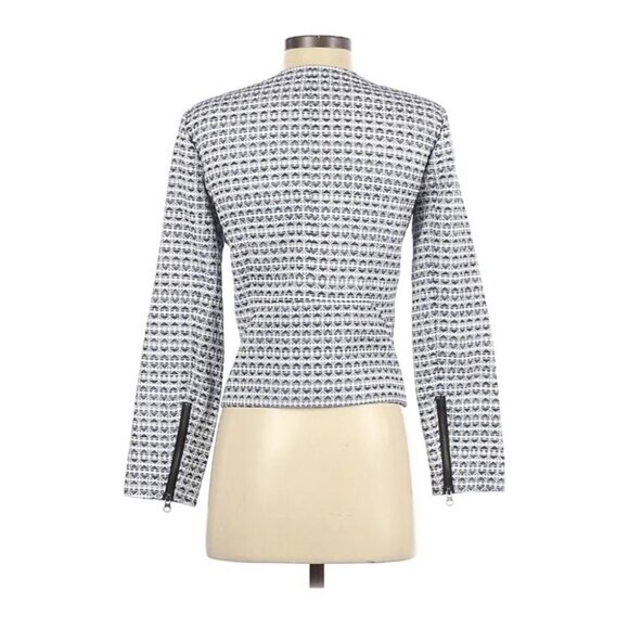 J. CREW White with Blue Hearts Full Zip Cropped Blazer, Size X Small - Picture 11 of 12